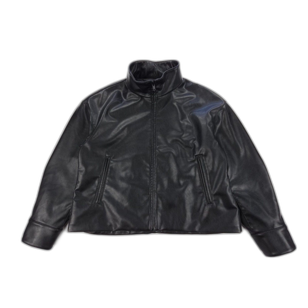 UNIQLO Coated Oversized Blouson Faux Leather Jacket Black 90s Y2k Downtown Girl